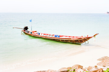 Obraz premium A junk with an outboard motor for shallow waters. Thailand