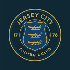 Jersey City football logo, USA. Elegant soccer logo. Elegant Modern Soccer Football Badge logo designs, Soccer Emblem logo template vector illustration