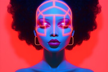 Afrofuturistic Cosmos: A Vibrant Tarot Card Illuminated by Neon Lights in the Infinite Galaxy