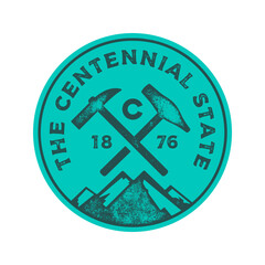 The Centennial state textured vintage vector t-shirt and apparel design, typography, print, logo, poster. Global swatches