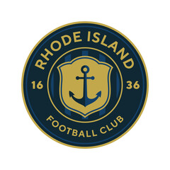 Rhode Island football logo, USA. Elegant soccer logo. Elegant Modern Soccer Football Badge logo designs, Soccer Emblem logo template vector illustration