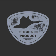 Hand drawing of Duck in retro engraving style. Duck in graphic vintage style. Vector logo template.