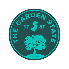 The Garden State textured vintage vector t-shirt and apparel design, typography, print, logo, poster. Global swatches