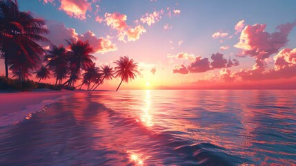 Fototapeta na wymiar A serene of a tranquil beach at sunset