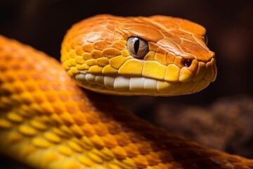 Obraz premium Colorful snake python cobra viper forest hiding waiting for prey rainforest jungle untouched nature predator venomous venom dangerous wildlife poisonous animal skin tail creepy african exotic species