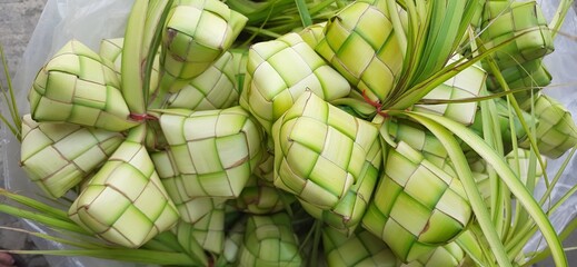 Ketupat or rice dumpling. A traditional rice casing made from young coconut leaves for cooking rice...