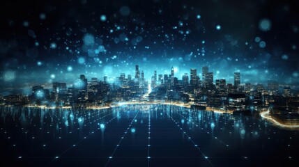 Obraz premium IT Industry Particles in Digital World Background