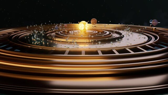 Vintage solar system. Antique star map. Loop animation