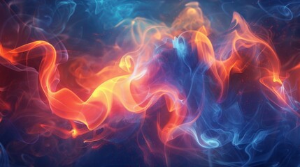 A close up of a blue and orange flame with some red, AI