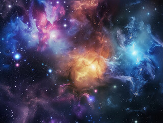 Obraz premium Vibrant Cosmic Galaxy and Nebula