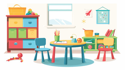 Kindergarten interior furniture vector illustration 