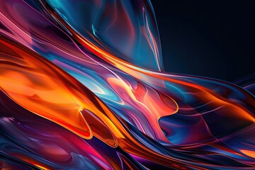 Mesmerizing abstract liquid glass wallpapers for gadget screen on black background minimalists. Fluid elegance and vibrant hues. Unique artistry wallpaper. Shine brilliance of liquid glass effect - obrazy, fototapety, plakaty