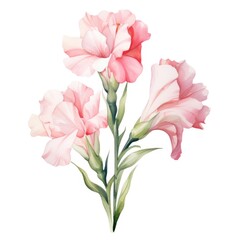 Gladiolus flower watercolor illustration. Floral blooming blossom painting on white background