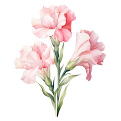 Obraz premium Gladiolus flower watercolor illustration. Floral blooming blossom painting on white background