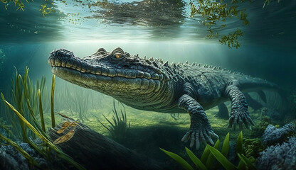 Alligator underwater