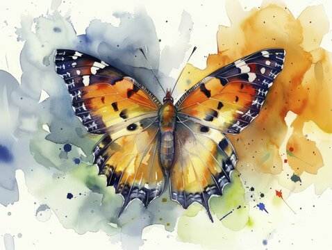 Witness the metamorphosis of a butterfly as it emerges from its cocoon, symbolizing new beginnings in a serene watercolor painting style.