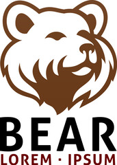A bear grizzly animal design icon mascot head sign concept