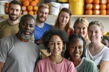 A diverse group of people volunteering at a local community centercommercial use - obrazy, fototapety, plakaty