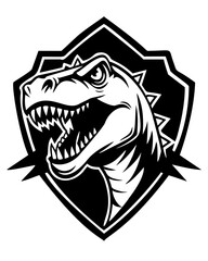 Dynamic T-Rex Dinosaur Roar within Geometric Frame Vector Logo
