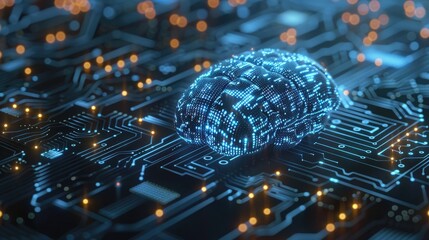 Artificial intelligence. Digital brain made of circuits, visualizing AI and machine learning concepts