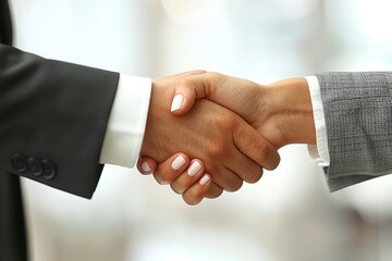 Handshake after successful cooperation - obrazy, fototapety, plakaty