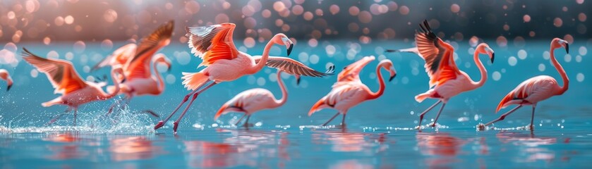 Autonomous vehicles trace the vibrant paths of flamingos through remnants of ice ages