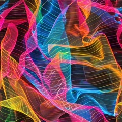 Luminous neon lines curve and entwine - obrazy, fototapety, plakaty