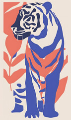 Abstract painting of tiger in jungle. Creative Art design poster	