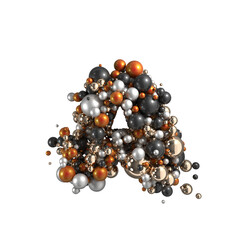 Metal balls alphabet letter A on transparent background. 3d render.