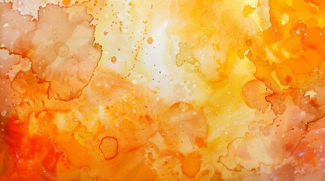 The background is an abstract orange watercolor macro texture, handcrafted in aquarelle technique.