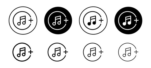 Add music to mobile phone or favorite playlist icon. download mp3 audio file to computer set. - obrazy, fototapety, plakaty