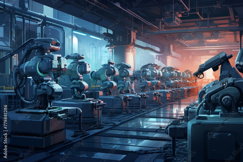 Aufkleber precision-focused robot hand factory. process production. generate ai