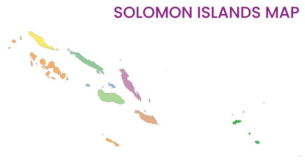 High detailed map of Solomon Islands. Outline map of Solomon Islands. Oceania - obrazy, fototapety, plakaty