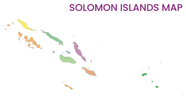 High detailed map of Solomon Islands. Outline map of Solomon Islands. Oceania