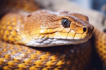 Obraz premium Colorful snake python cobra viper forest hiding waiting for prey rainforest jungle untouched nature predator venomous venom dangerous wildlife poisonous animal skin tail creepy african exotic species
