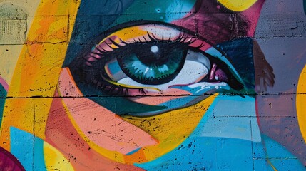 urban graffiti face on a wall