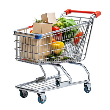 supermarkit troli with shopping box