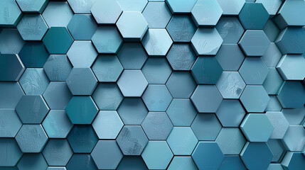 A geometric pattern of hexagons in various shades of blue, resembling a honeycomb, with a subtle shimmer that suggests depth and complexity. 32k, full ultra hd, high resolution