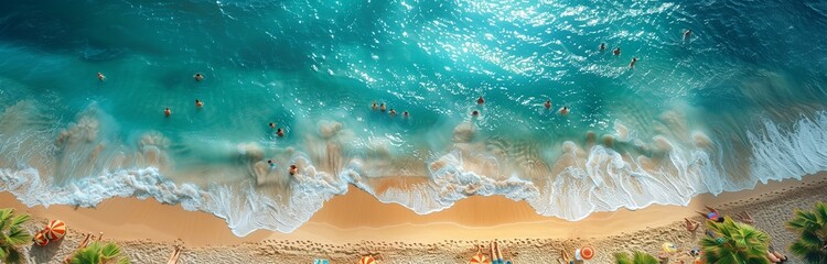 beautiful seascape from above turquoise sea and sandy beach