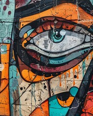 urban graffiti eye on the wall