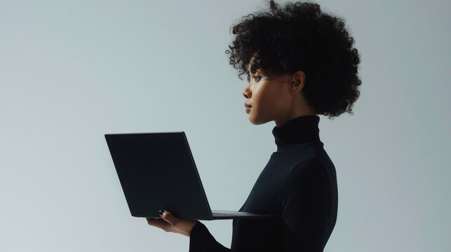 Frau am Schreibtisch mit Papier Vetr&auml;gen auf dem Tisch welche Statistiken zeigen Datenauswertung und B&uuml;rokratie Alltag im Job Generative AI