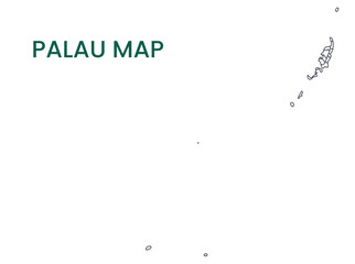 High detailed map of Palau. Outline map of Palau. Oceania - obrazy, fototapety, plakaty
