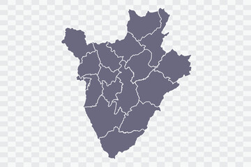 Burundi Map pewter Color on White Background quality files Png