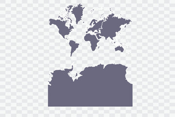 Continents With Antarctica Map pewter Color on White Background quality files Png