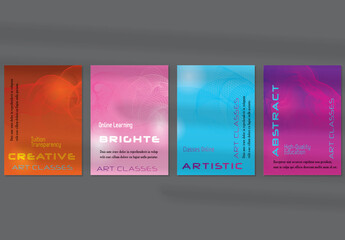Flyer Layout with Curvy Lines on Bright Gradient Glow - obrazy, fototapety, plakaty