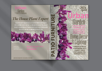 Brochure Cover Layout with Urban Garden Pictures Earth Natural Organic Color Theme