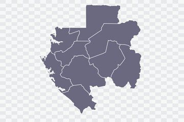 Gabon Map pewter Color on White Background quality files Png