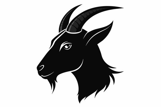 recommend clip art: goat head side view silhouette black vector illustration