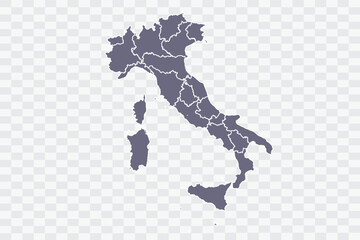 Italy Map pewter Color on White Background quality files Png