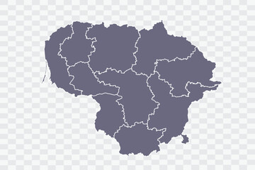 Lithuania Map pewter Color on White Background quality files Png - obrazy, fototapety, plakaty